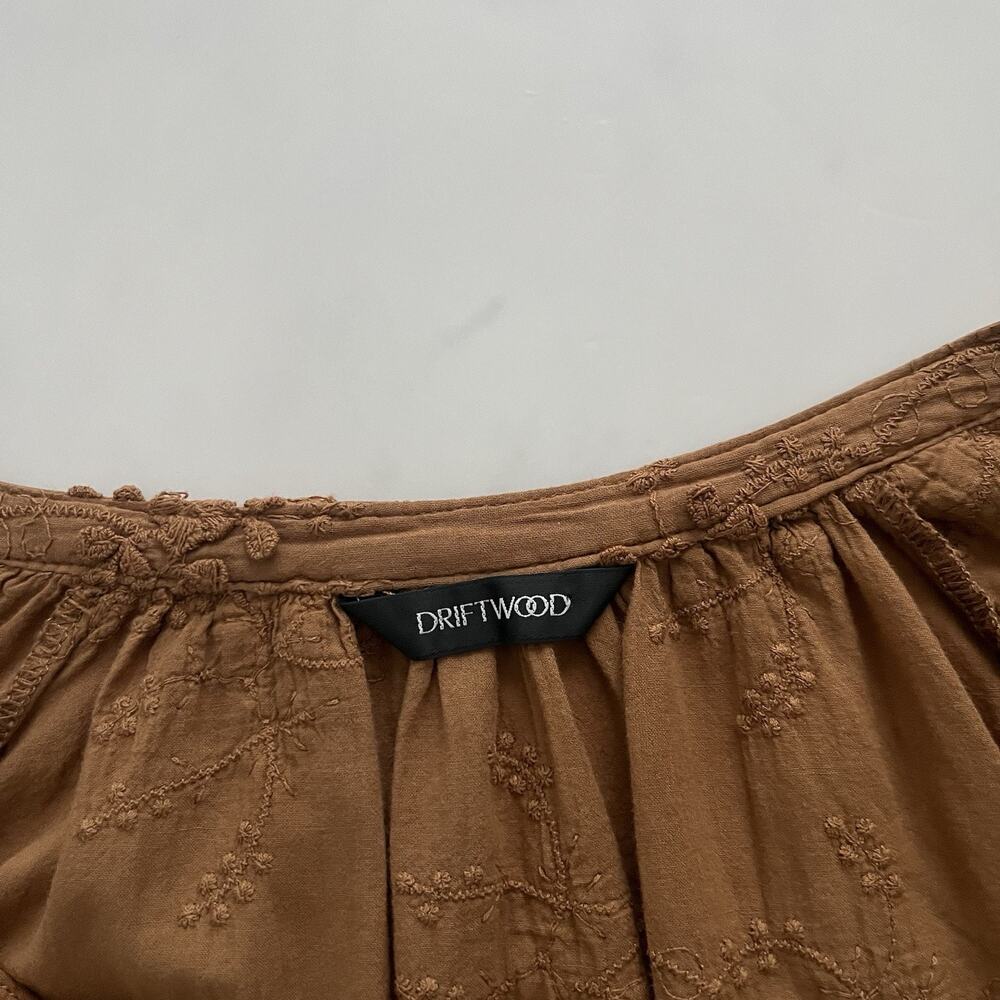 Driftwood Peasant blouse with tassel brown size Small boho chic festival Western - Picture 5 of 9